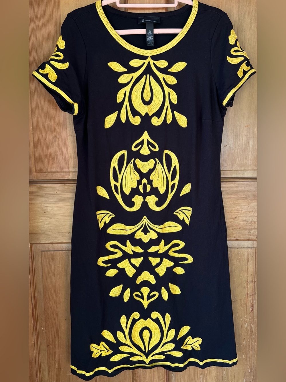 INC Embroidered Gold and Black Dress XL